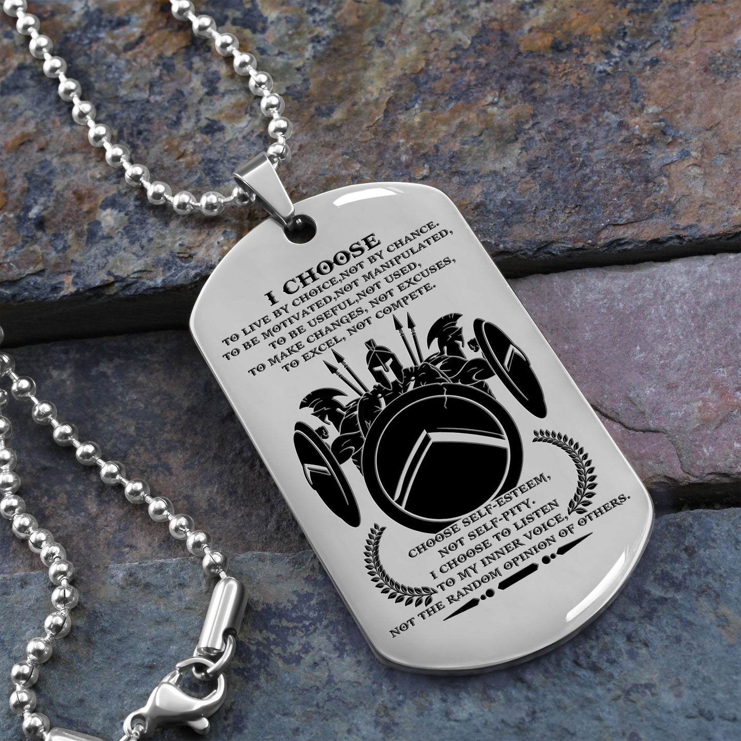 WAD033 - I Choose - English - Warrior Dog Tag - Engrave Sliver Dog Tag