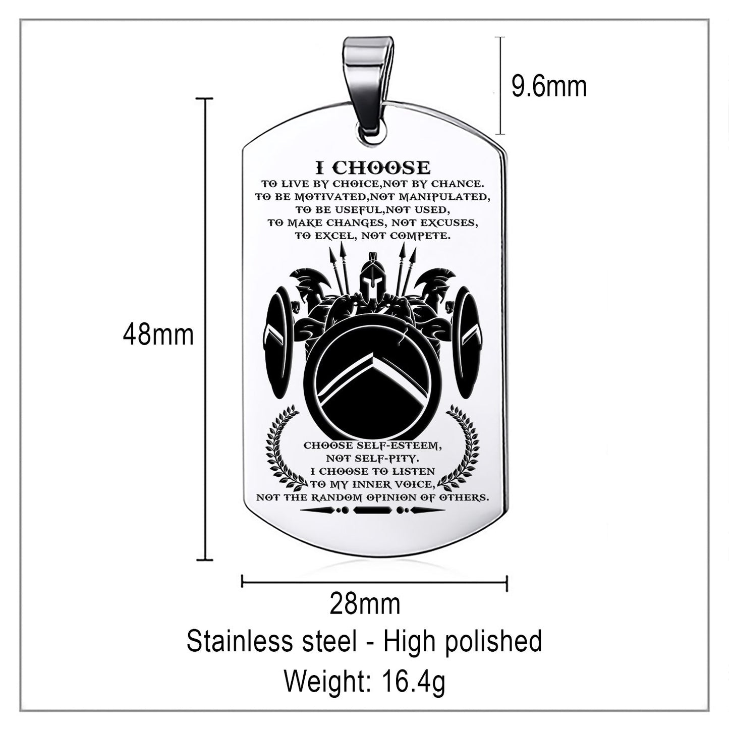 WAD033 - I Choose - English - Warrior Dog Tag - Engrave Sliver Dog Tag