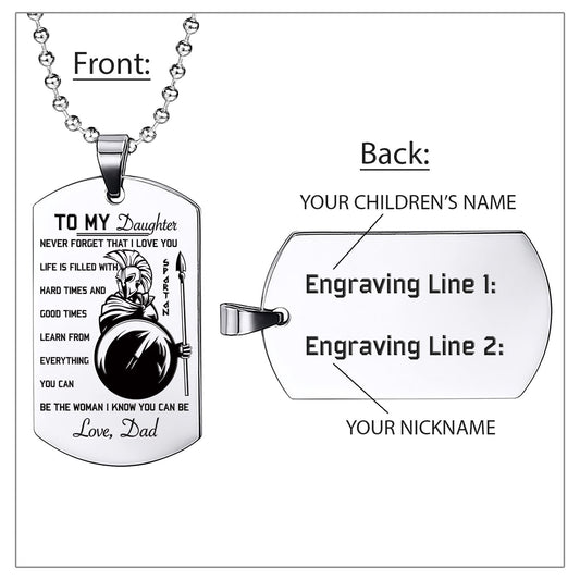 WAD038 - Dad To Daughter - Warrior Dog Tag - Engrave Sliver Dog Tag