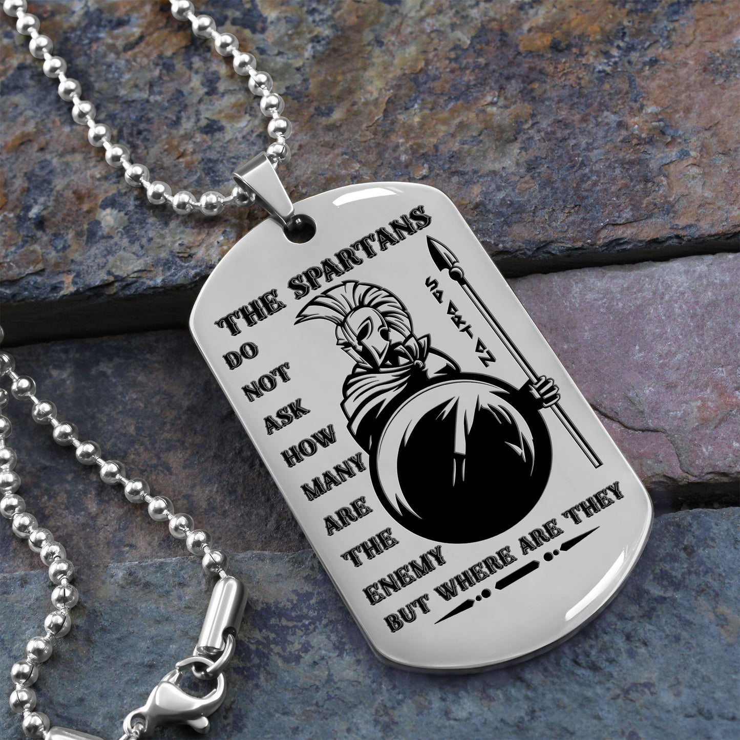 WAD039 - The Spartan - Warrior Dog Tag - Engrave Sliver Dog Tag
