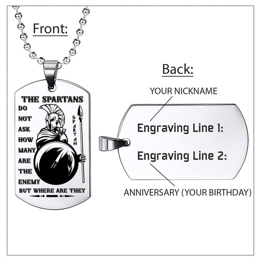 WAD039 - The Spartan - Warrior Dog Tag - Engrave Sliver Dog Tag