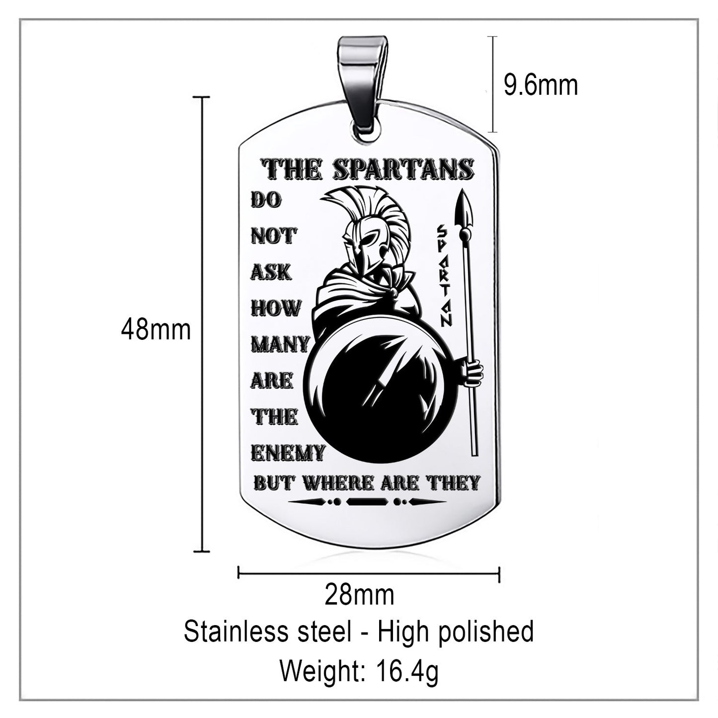 WAD039 - The Spartan - Warrior Dog Tag - Engrave Sliver Dog Tag