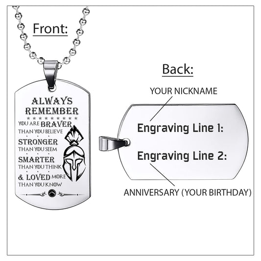 WAD040 - Always Remember - Warrior Dog Tag - Engrave Sliver Dog Tag