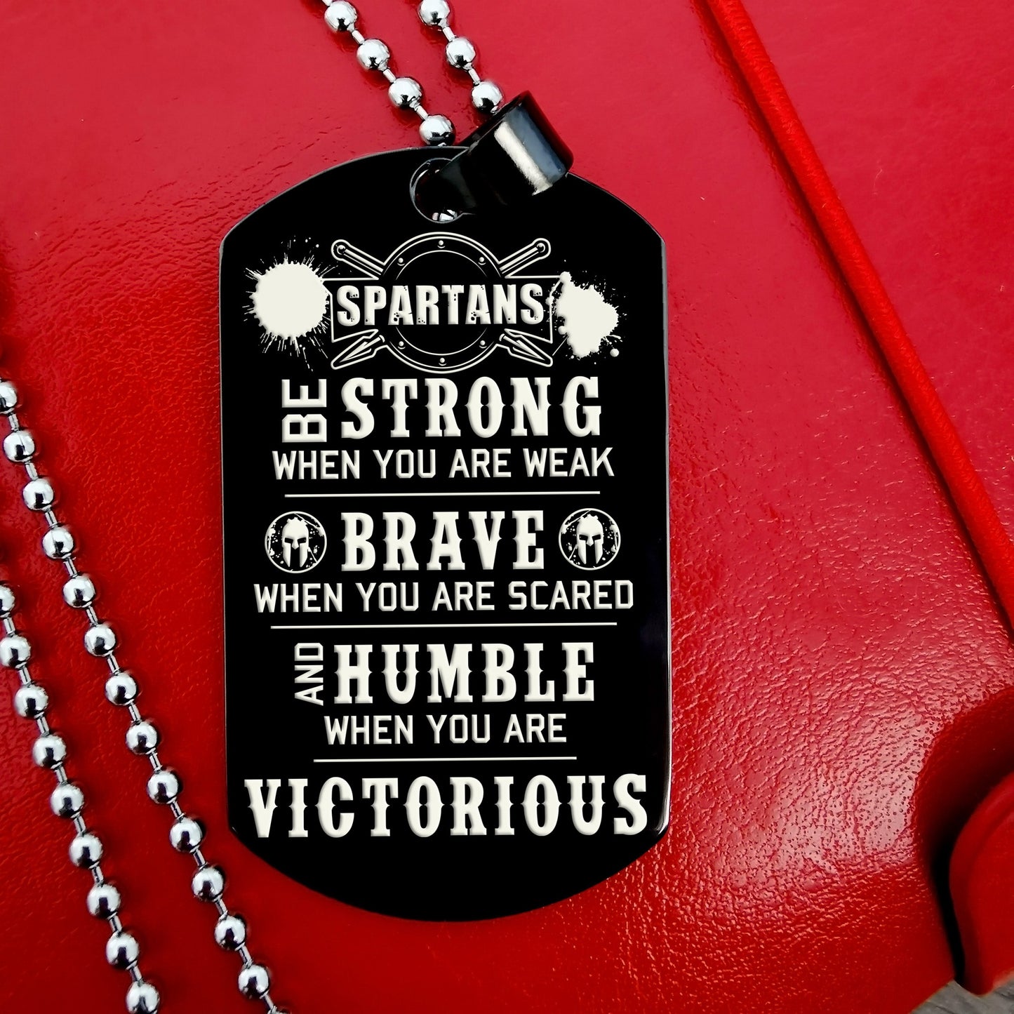 WAD044 - Humble When You Are Victorious - Warrior Dog Tag - Engrave Black Dog Tag