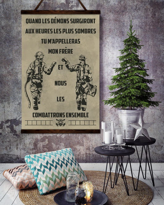 FF004 - Call On Me Brother - French - Firefighter Canvas With The Wood Frame