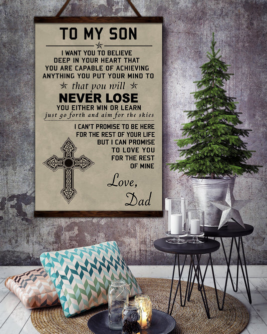 FM005 - Dad To Son - Never Lose - Family Canvas With The Wood Frame