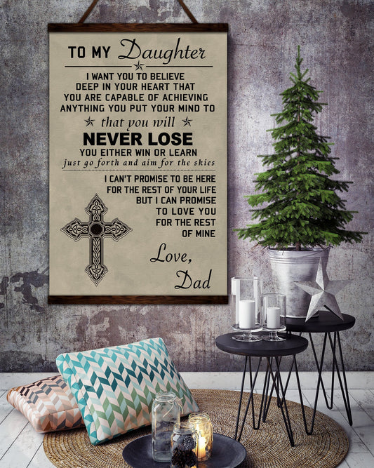 FM006 - Dad To Daughter - Never Lose - Family Canvas With The Wood Frame
