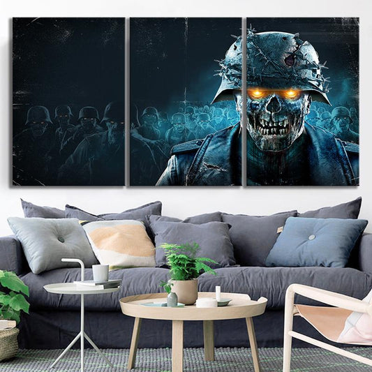 Soldier - 3 Piece Animation - Zombie - Printed Wall Pictures Home Decor - Canvas