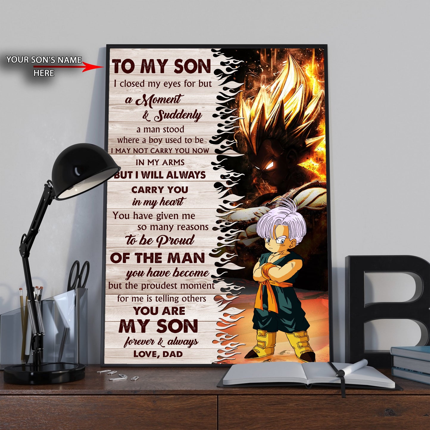 h1112 dr002 - to my son - goku -vegeta- english - horizontal poster - horizontal canvas - dragon ball canvas