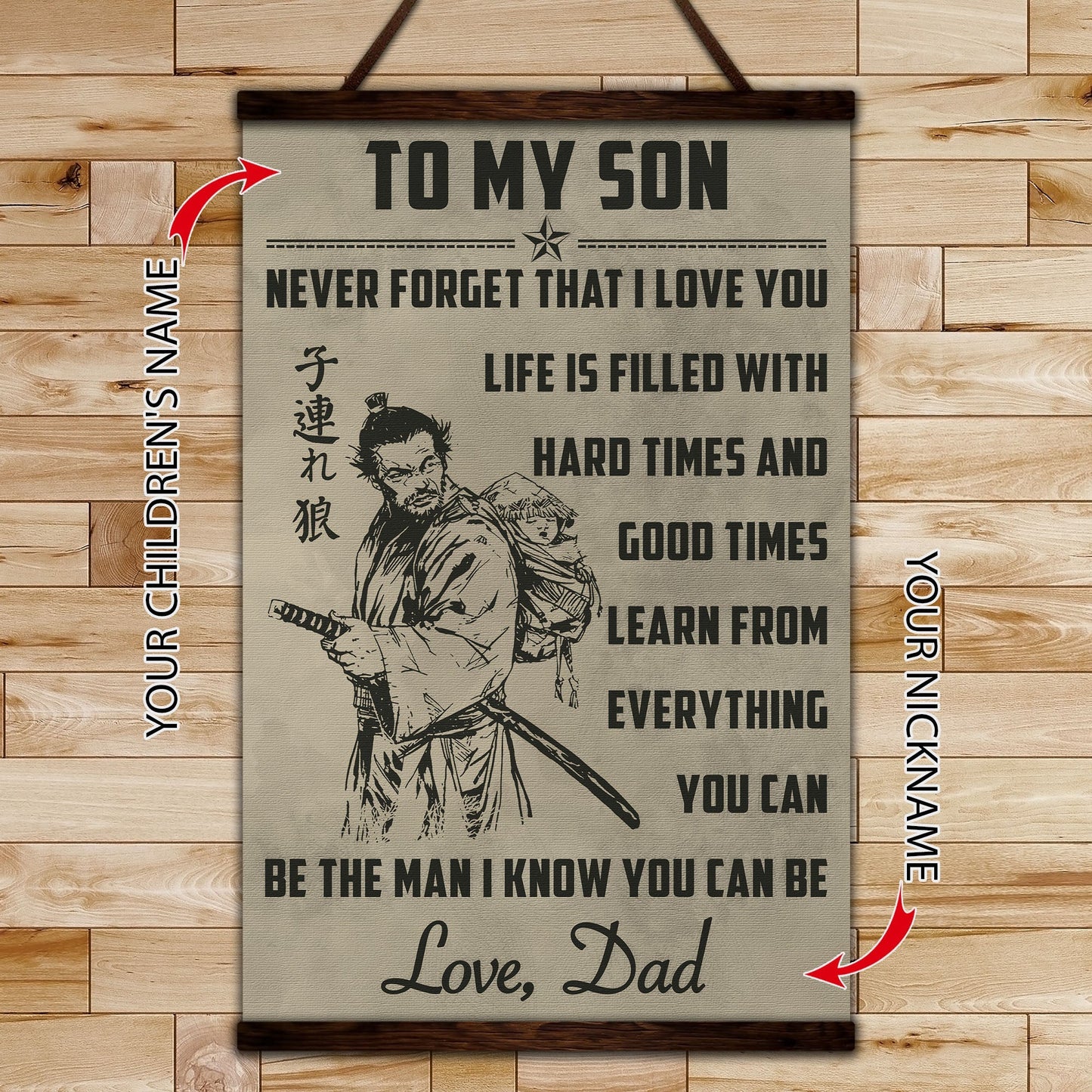 SA081 - To My Son - English - Vertical Poster - Vertical Canvas - Samurai Poster