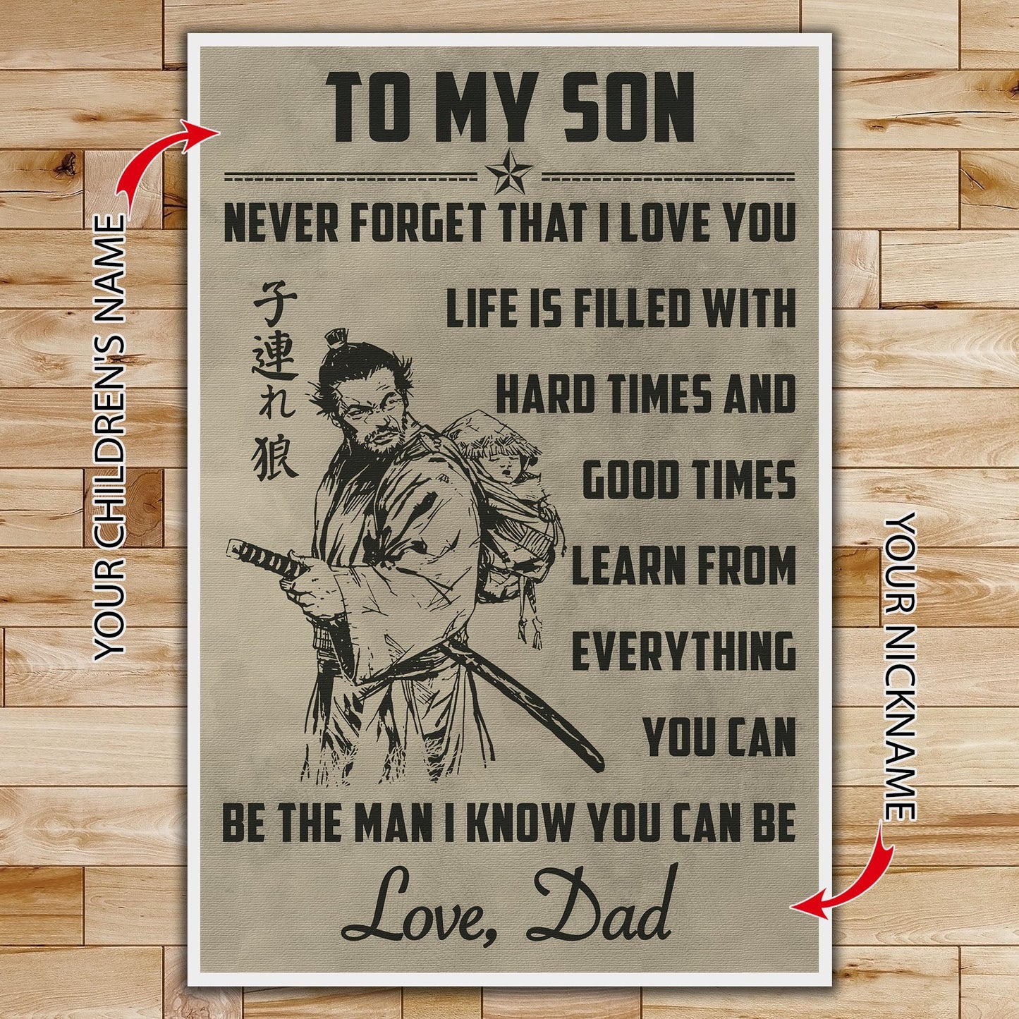 SA081 - To My Son - English - Vertical Poster - Vertical Canvas - Samurai Poster