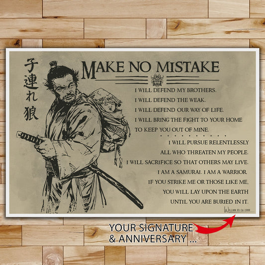 SA087 - Make No Mistake - Horizontal Poster - Horizontal Canvas - Samurai Canvas
