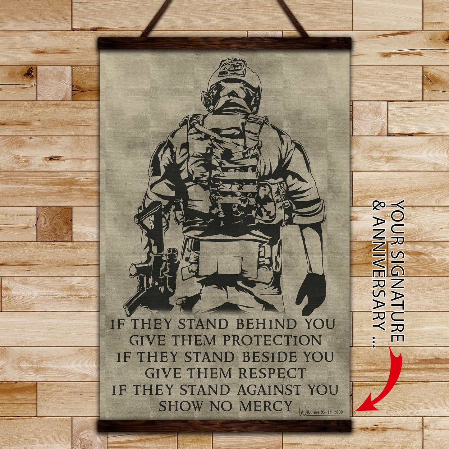 sd018 + sd032 - if - show no mercy - quitting is not - home decoration - vertical poster - vertical canvas - soldier poster