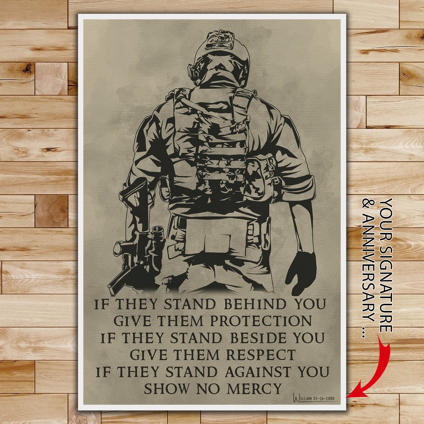 sd018 + sd032 - if - show no mercy - quitting is not - home decoration - vertical poster - vertical canvas - soldier poster