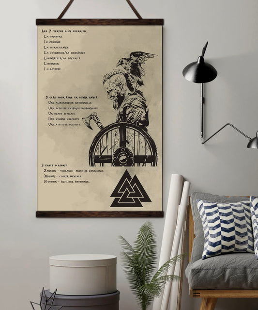 VK018 - 7 5 3 CODE - French - Ragnar - Viking Canvas With The Wood Frame