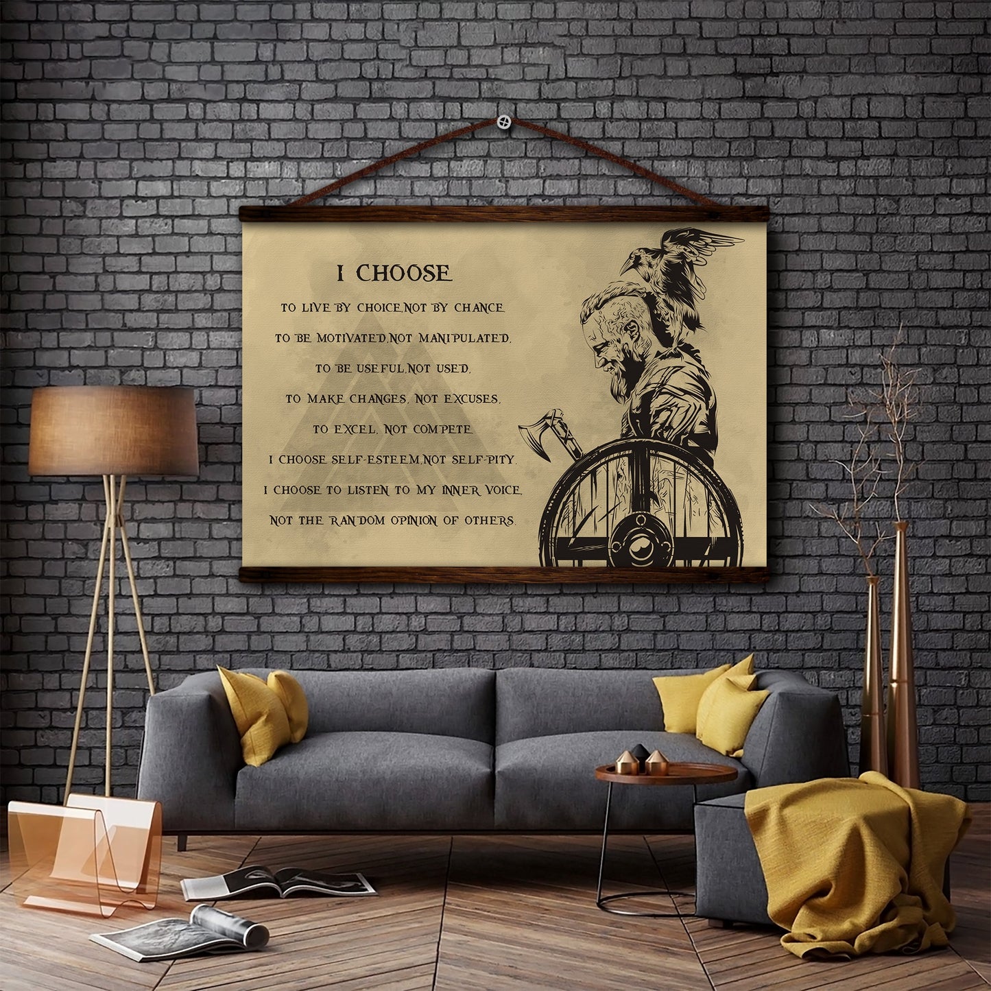 vk027 - i choose - ragnar - viking canvas with the wood frame