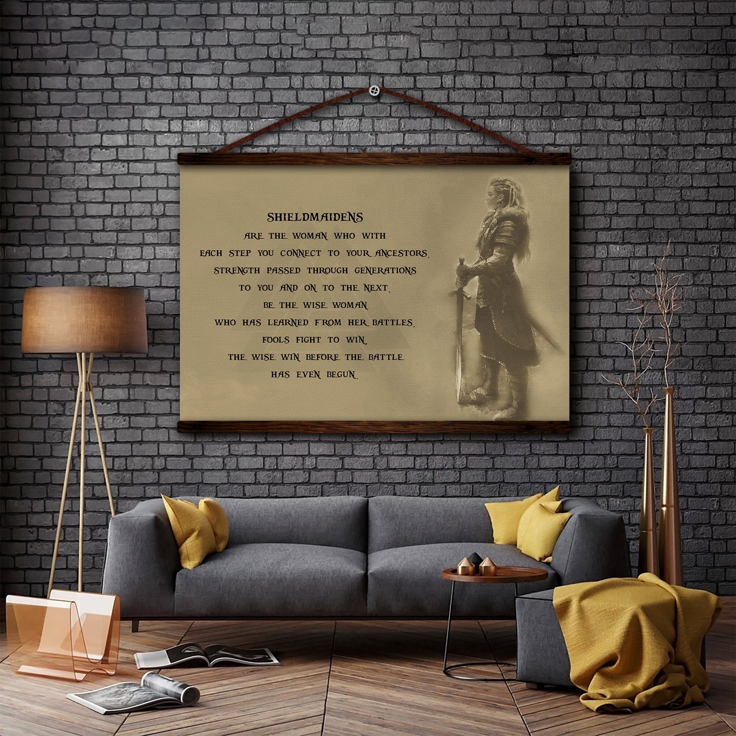 vk028 - shieldmaidens - lagethar - viking canvas with the wood frame