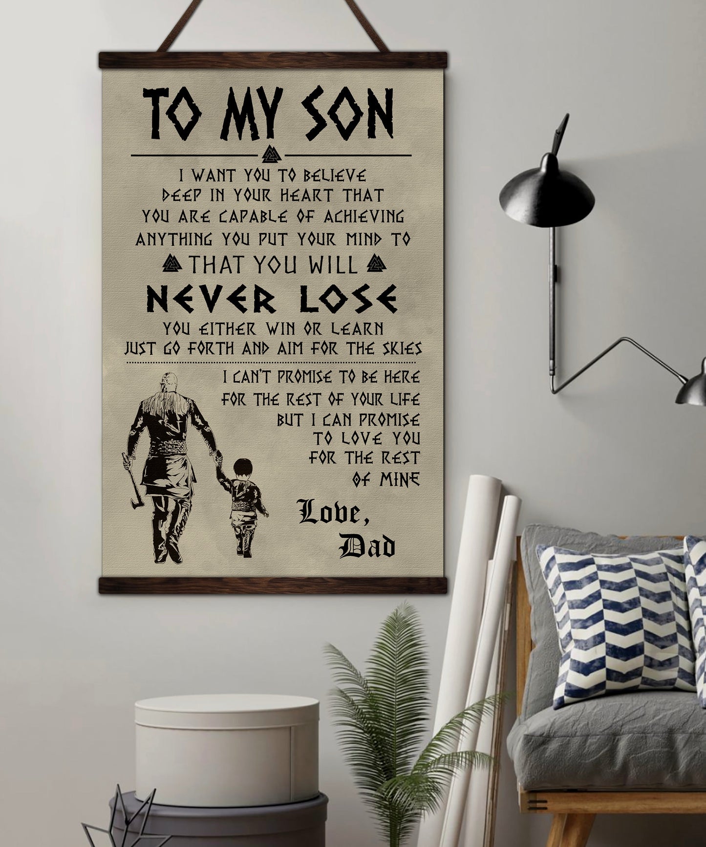 vk030 - to my son - english - viking canvas with the wood frame