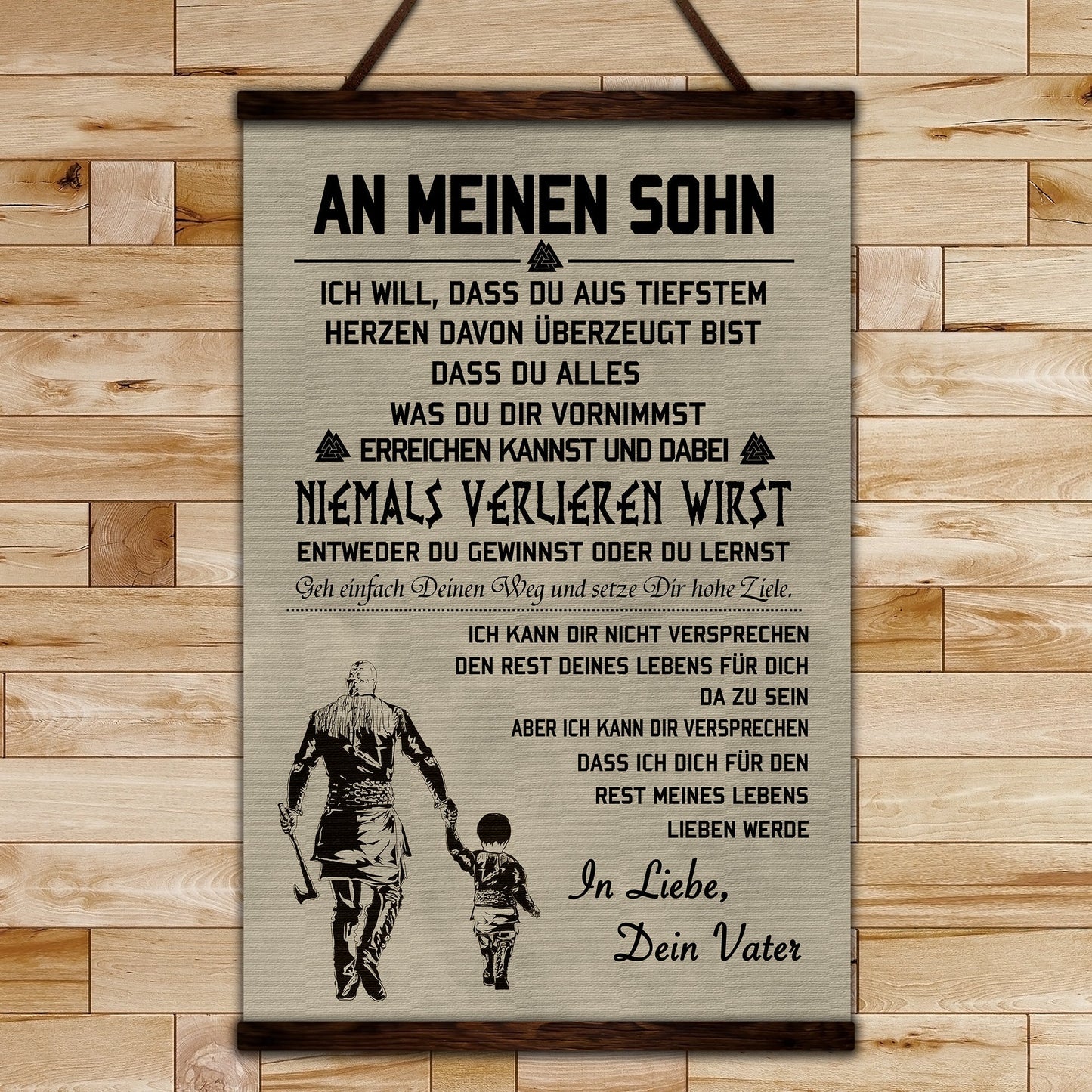 vk032 - to my son - german - viking canvas with the wood frame