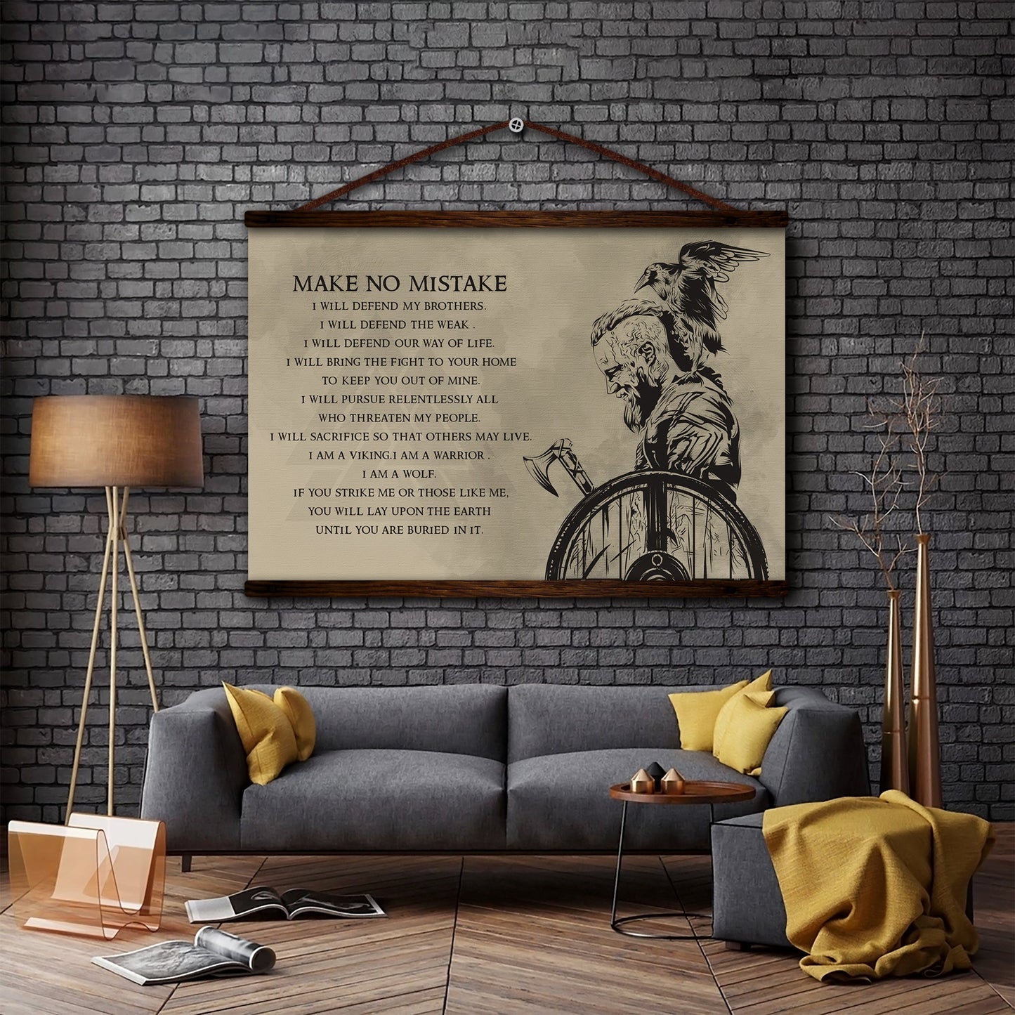 vk041 - make no mistake - ragnar - viking canvas with the wood frame