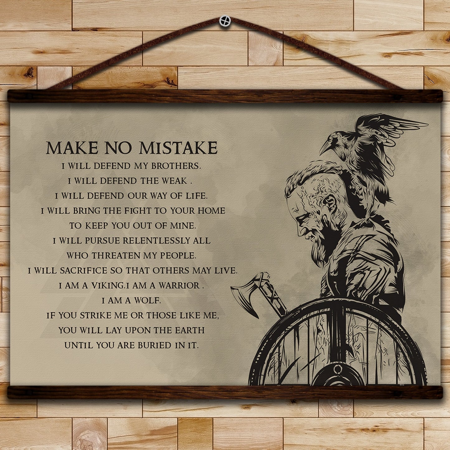 vk041 - make no mistake - ragnar - viking canvas with the wood frame