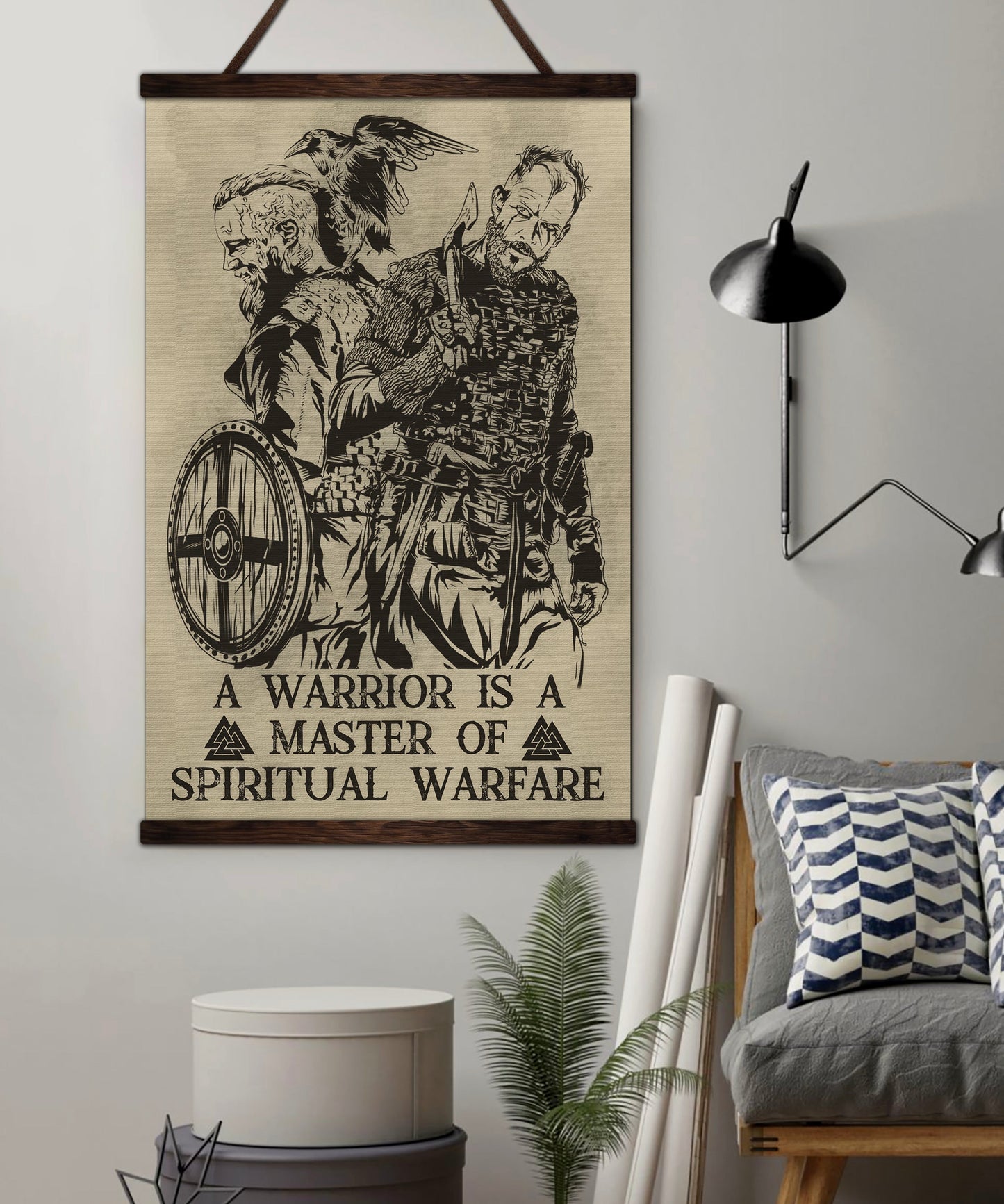 vk051 - spiritual warfare - viking canvas with the wood frame