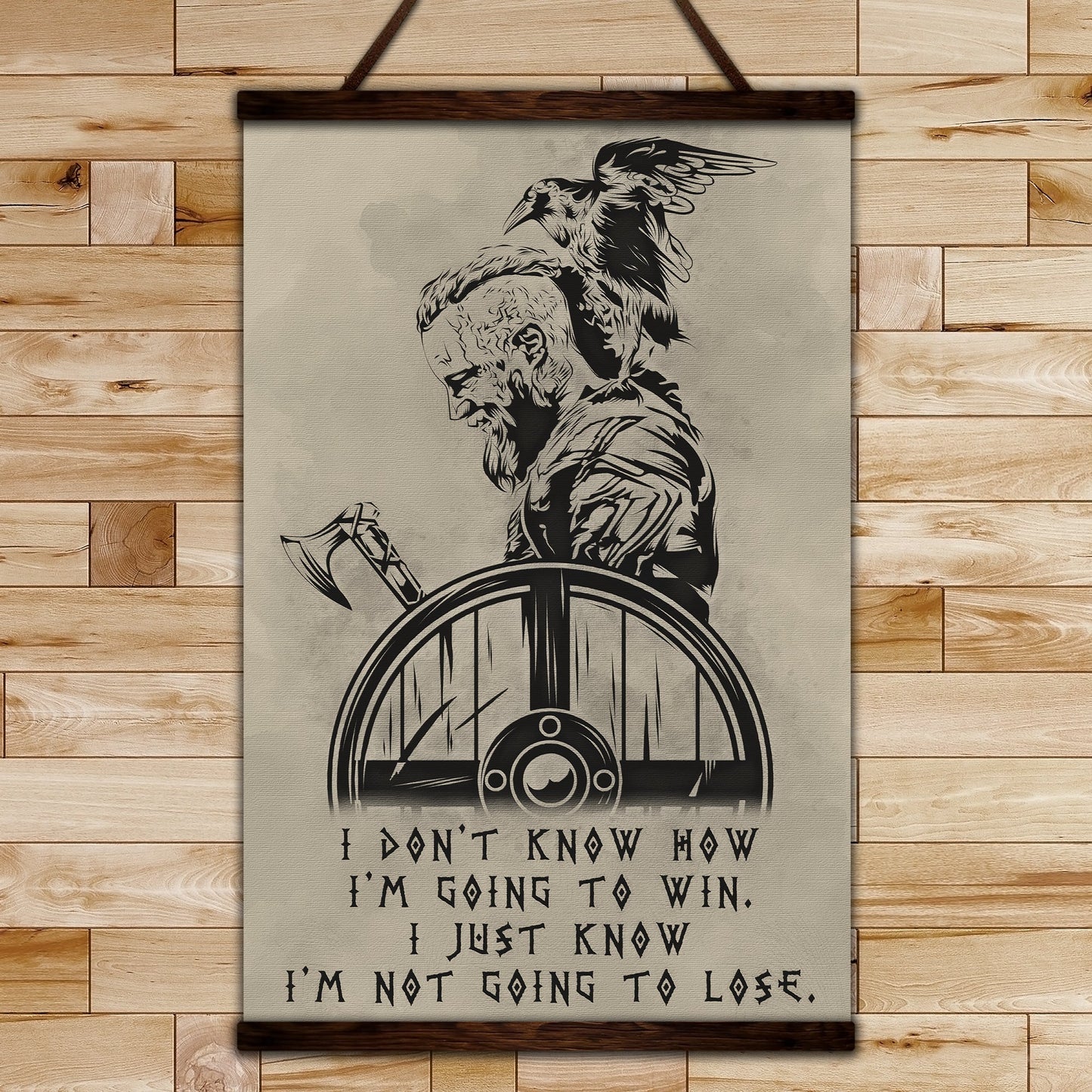 vk056 - i’m not going to lose - ragnar - viking canvas with the wood frame