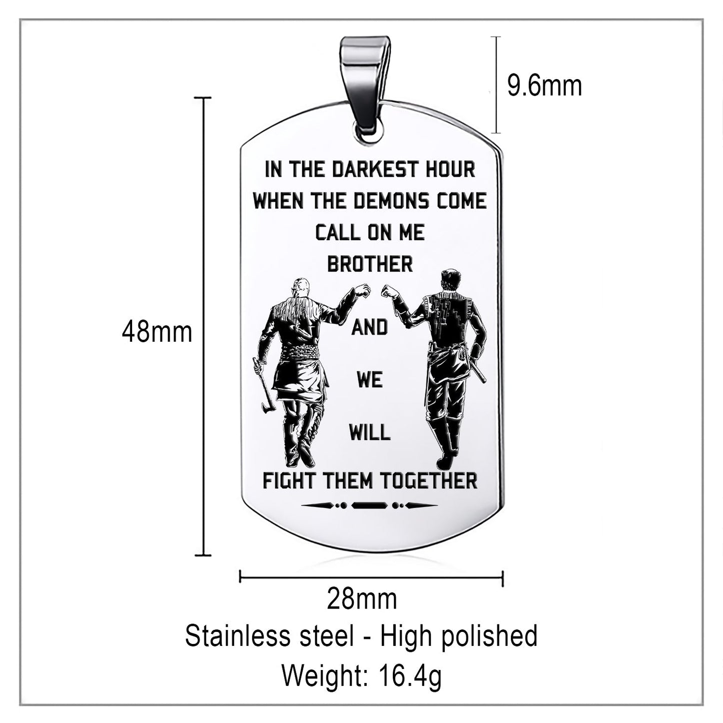 engrave vkd001 - call on me brother - english - viking dog tag
