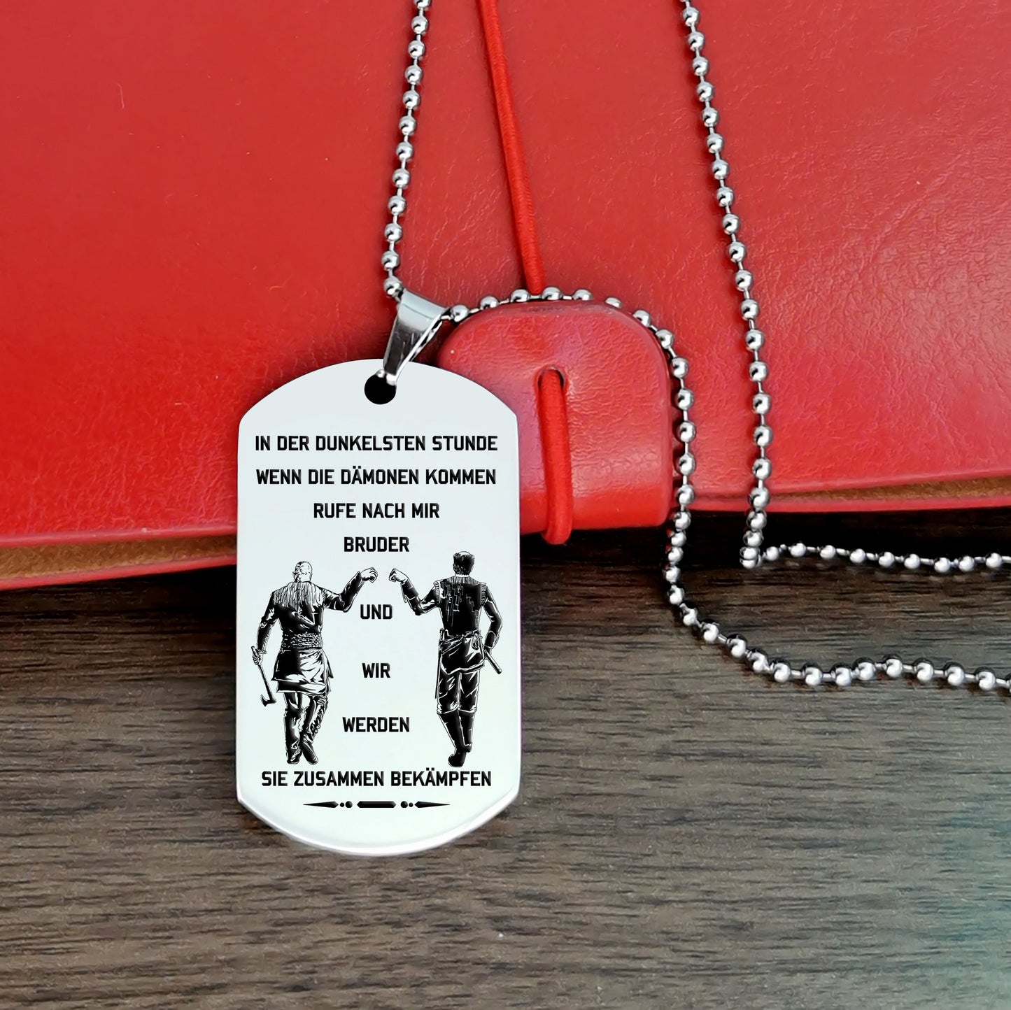 engrave vkd002 - call on me brother - german - viking dog tag