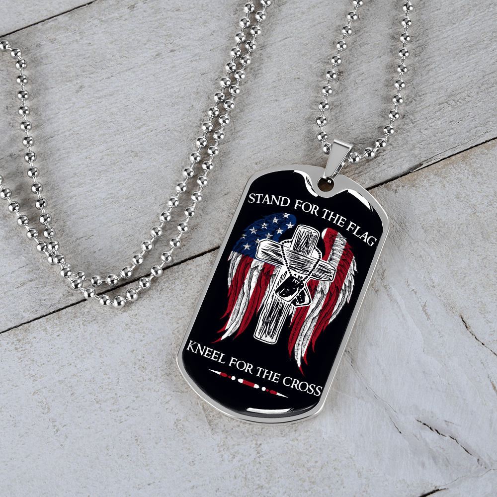 Soldier - Stand For The Flag US - Luxury Dog Tag - Military Ball Chain