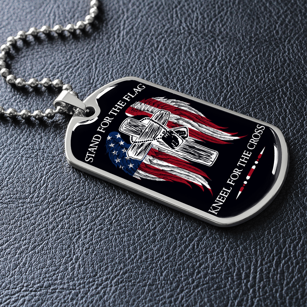 Soldier - Stand For The Flag US - Luxury Dog Tag - Military Ball Chain
