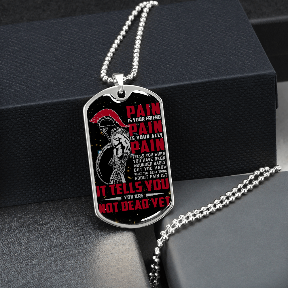 Warrior - Spartan - PAIN - You Are Not Dead Yet - Galaxy - Luxury Dog Tag - Military Ball Chain
