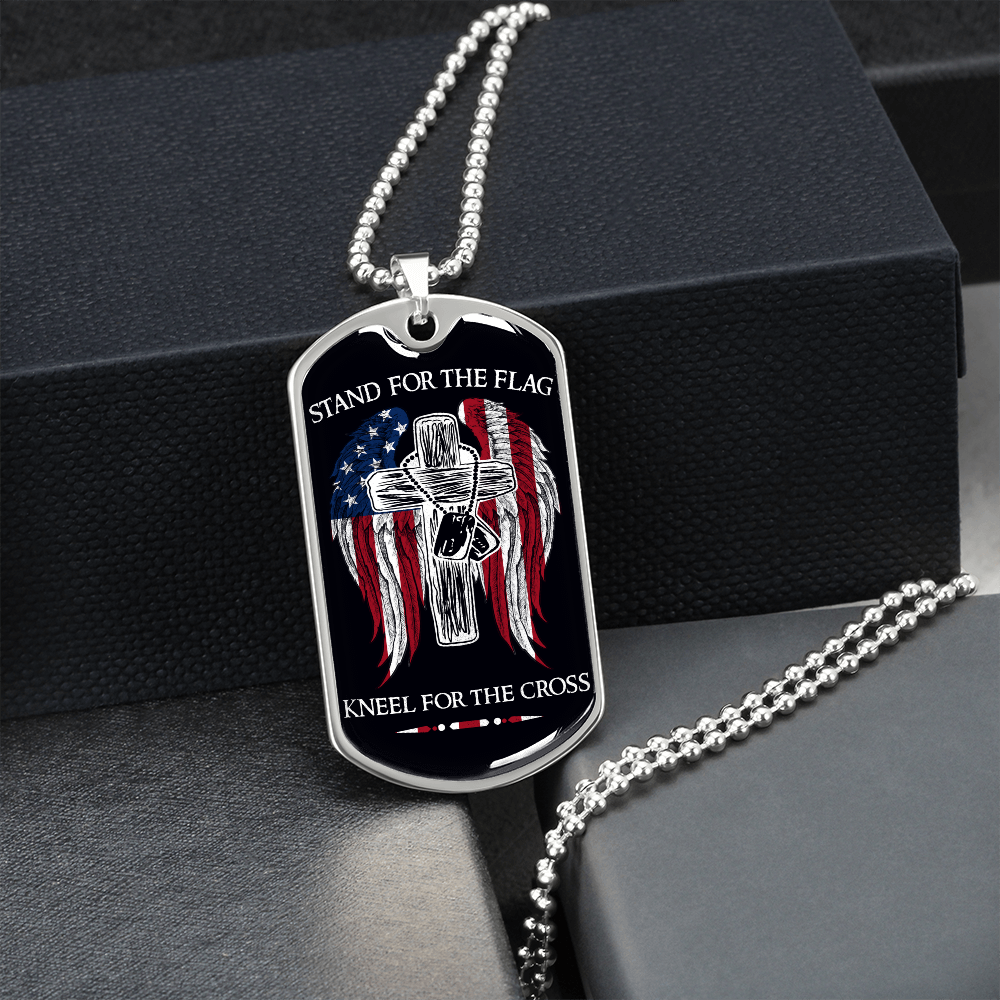 Soldier - Stand For The Flag US - Luxury Dog Tag - Military Ball Chain