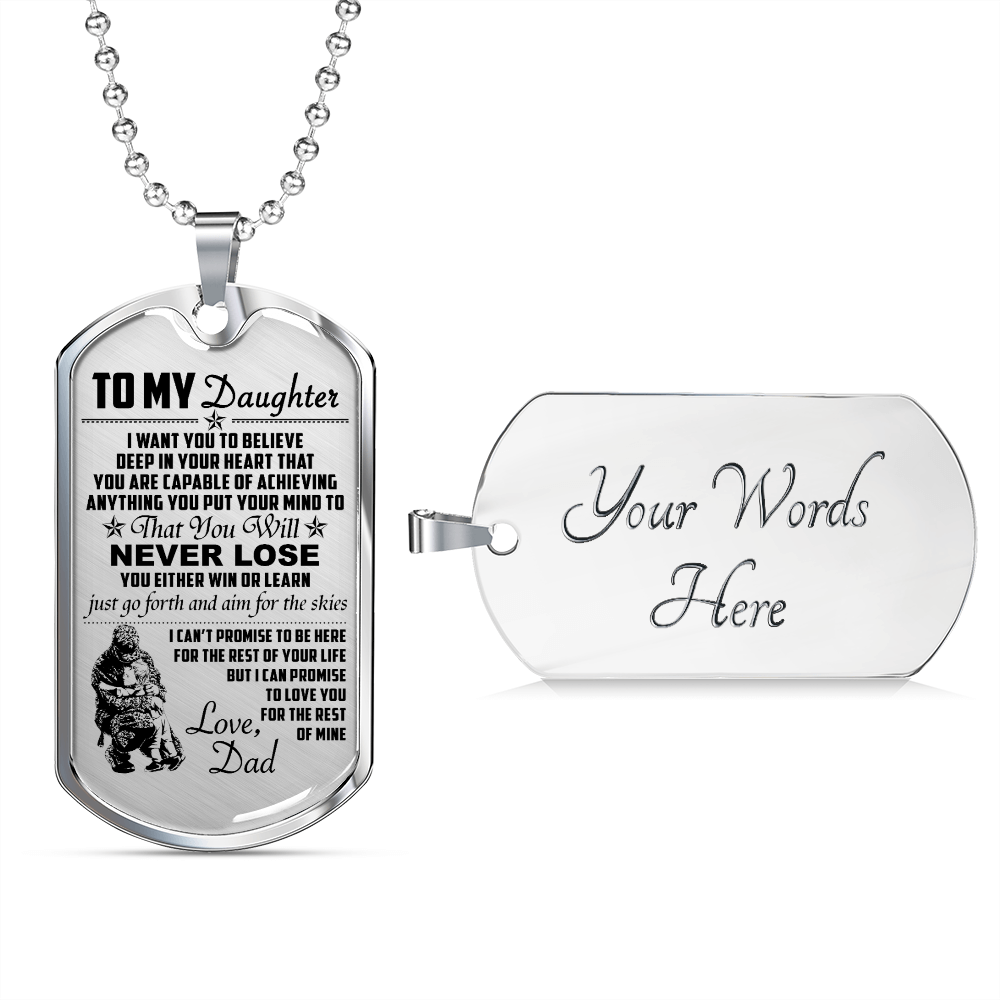 Soldier - Dad To Daughter - Never Lose - Army - English - Luxury Dog Tag - Military Ball Chain