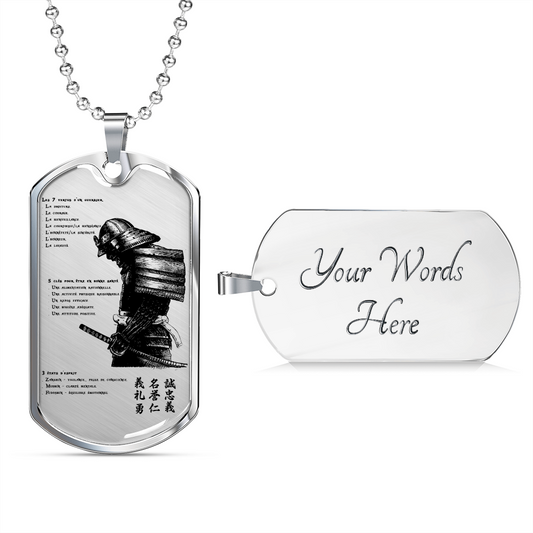 Samurai - 7 5 3 CODE - French - Luxury Dog Tag - Military Ball Chain