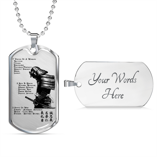 Samurai - 7 5 3 CODE - English - Luxury Dog Tag - Military Ball Chain