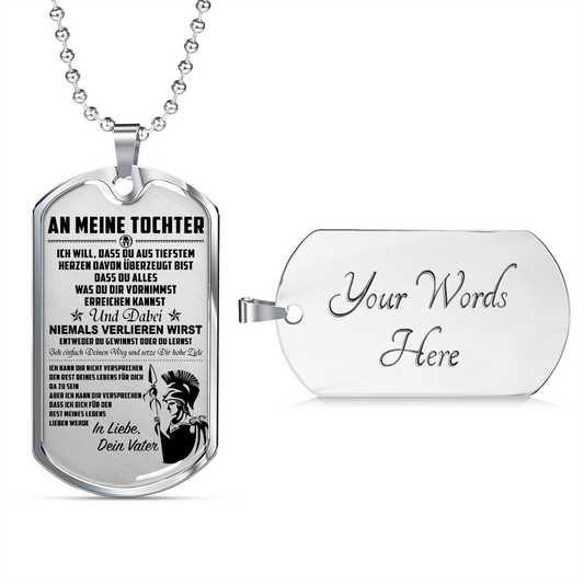 Warrior - Spartan - Mom To Daughter - Never Lose - German - Luxury Dog Tag - Military Ball Chain