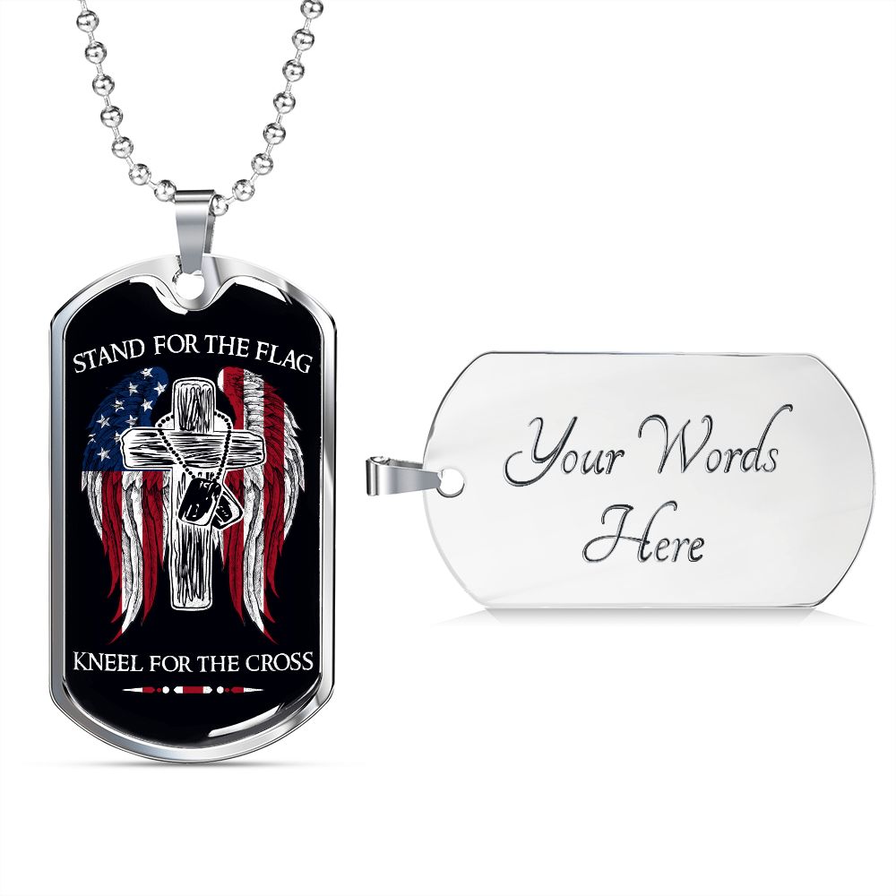 Soldier - Stand For The Flag US - Luxury Dog Tag - Military Ball Chain