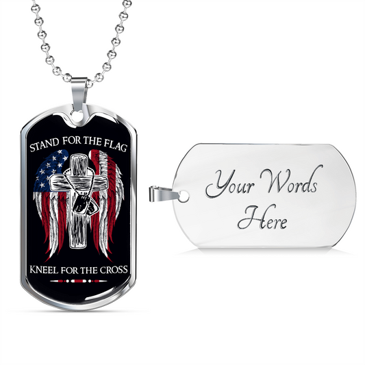 Soldier - Stand For The Flag US - Luxury Dog Tag - Military Ball Chain