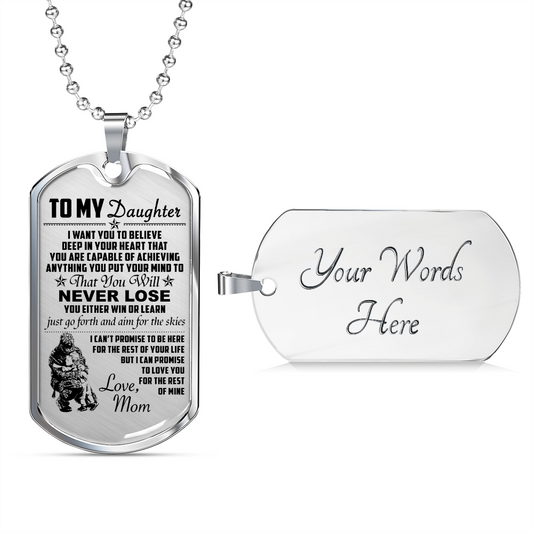 Soldier - Mom To Daughter - Never Lose - Army - English - Luxury Dog Tag - Military Ball Chain