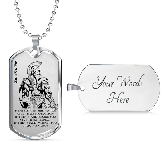 Warrior - Spartan - IF - Show No Mercy - Luxury Dog Tag - Military Ball Chain