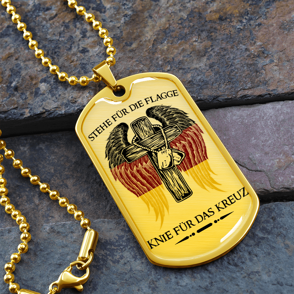 Soldier - Stand For The Flag Germany - Luxury Dog Tag - Military Ball Chain