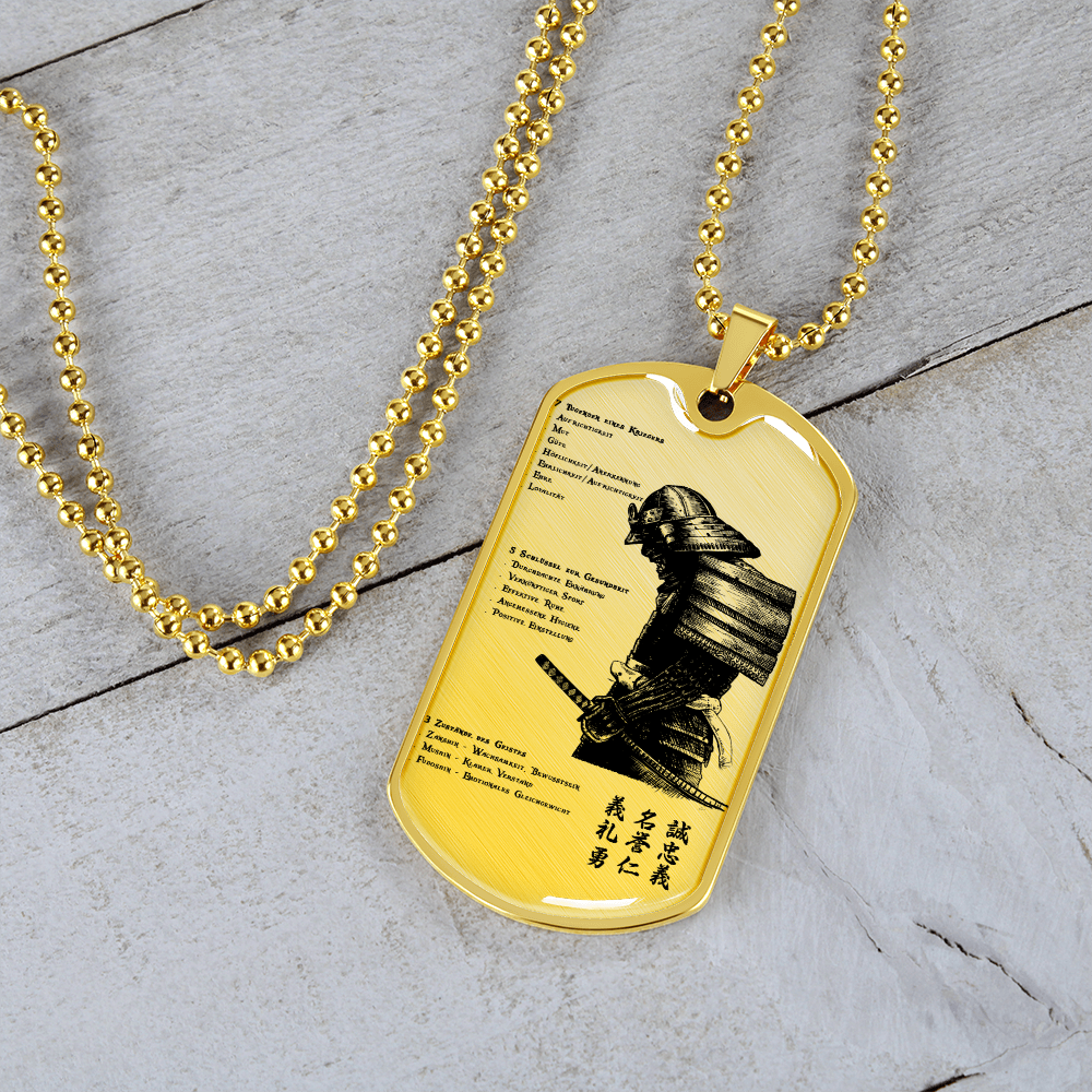 Samurai - 7 5 3 CODE - German - Luxury Dog Tag - Military Ball Chain
