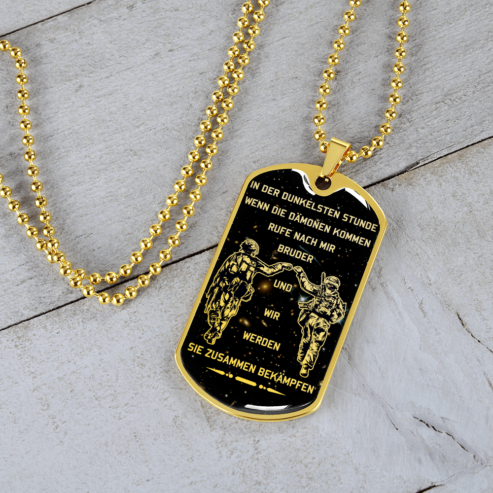 Soldier - Call On Me Brother - Galaxy - German - Luxury Dog Tag - Military Ball Chain