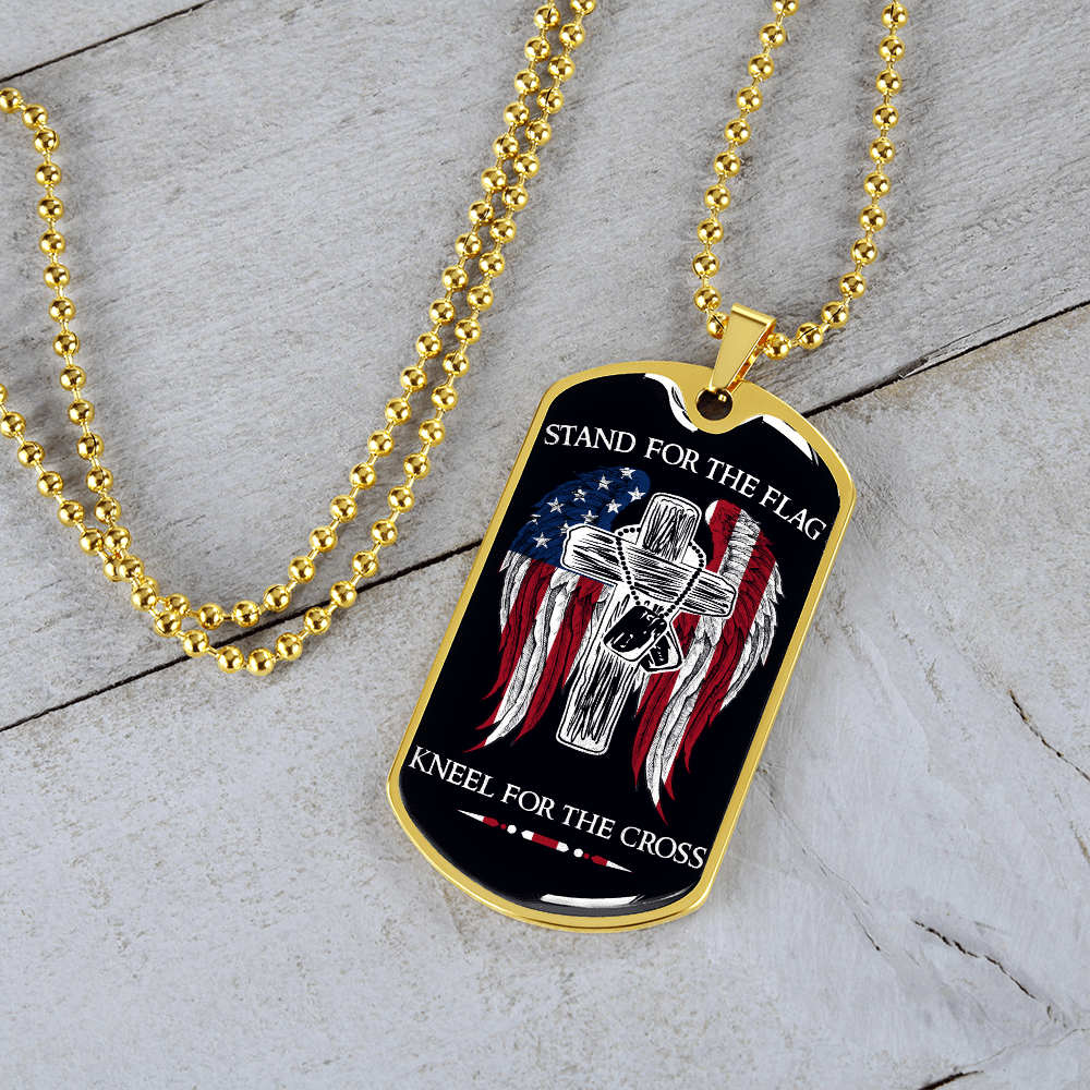 Soldier - Stand For The Flag US - Luxury Dog Tag - Military Ball Chain