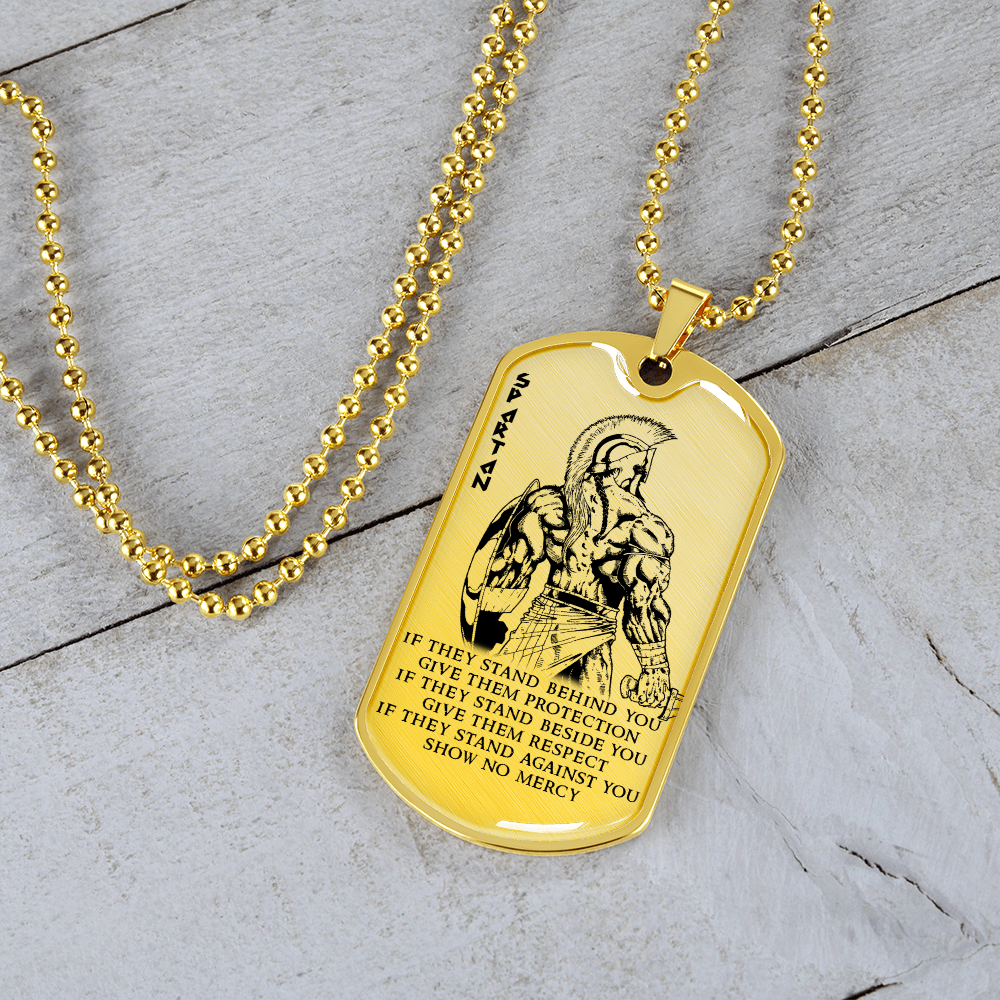 Warrior - Spartan - IF - Show No Mercy - Luxury Dog Tag - Military Ball Chain