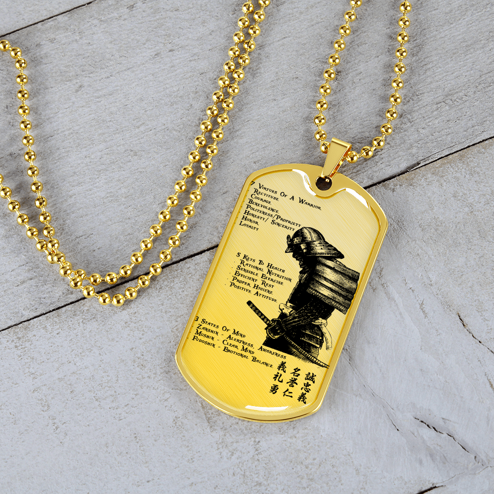 Samurai - 7 5 3 CODE - English - Luxury Dog Tag - Military Ball Chain