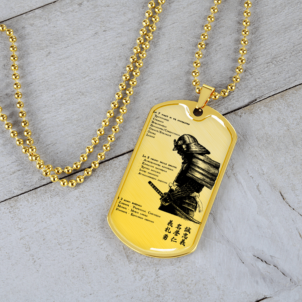 Samurai - 7 5 3 CODE - Italian - Luxury Dog Tag - Military Ball Chain