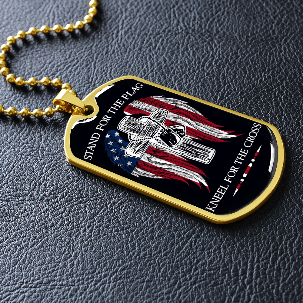 Soldier - Stand For The Flag US - Luxury Dog Tag - Military Ball Chain