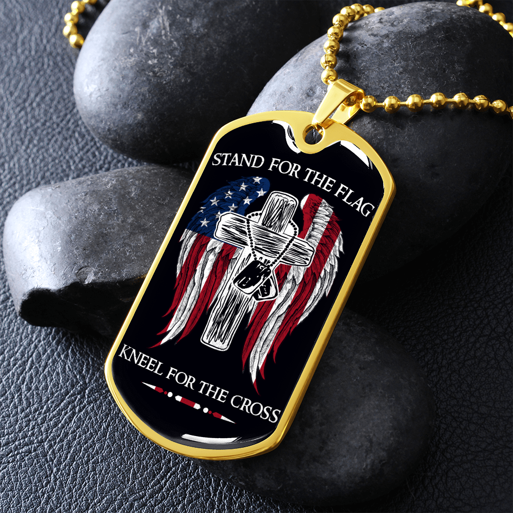 Soldier - Stand For The Flag US - Luxury Dog Tag - Military Ball Chain